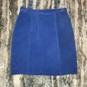 Elegant Blue Suede Skirt